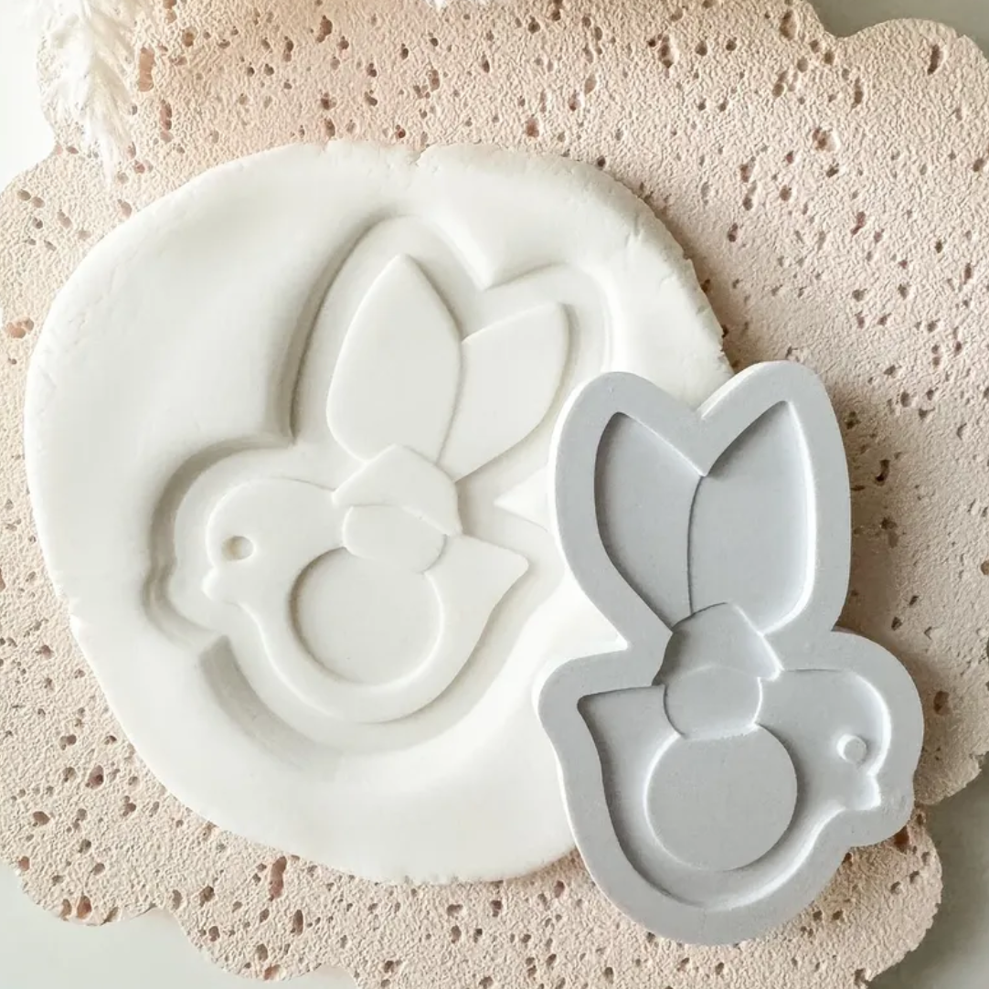 Baby Bird Wooden Teether Toy Cookie Stamp & Cutter
