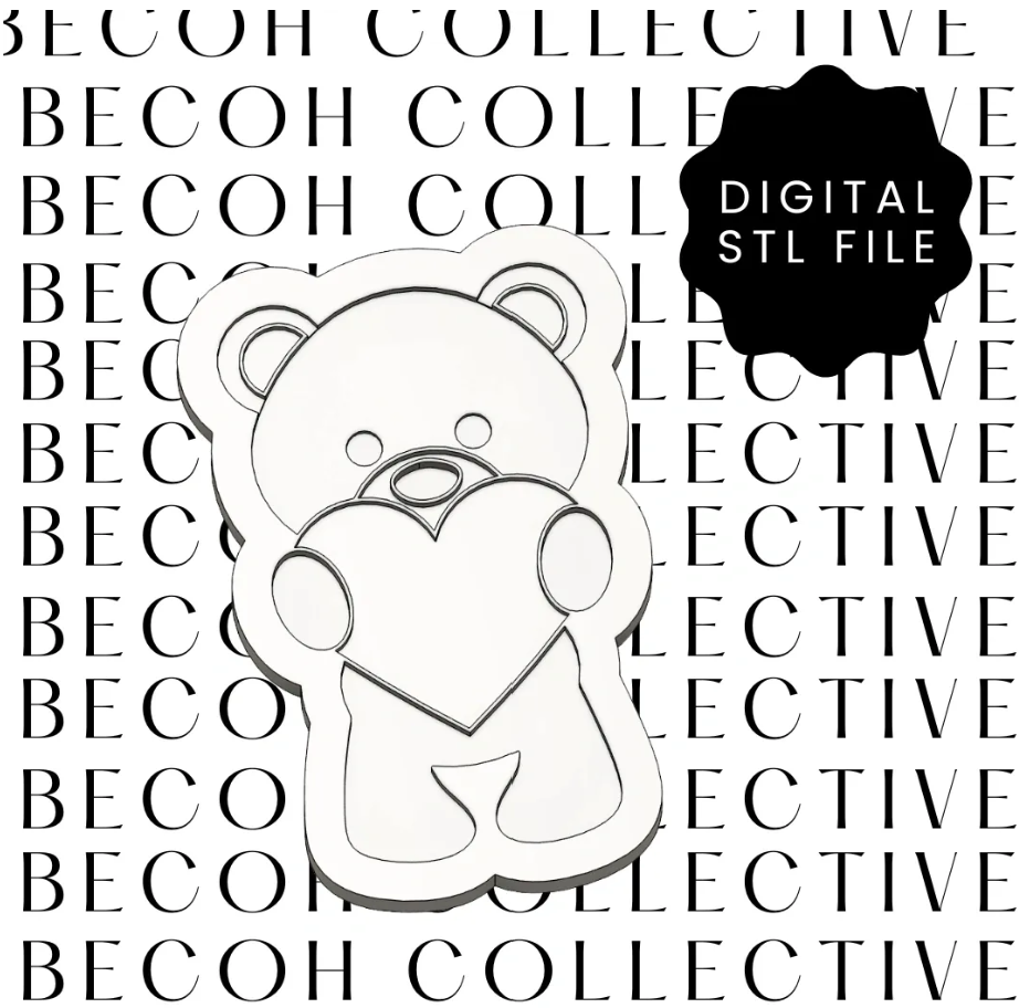 Teddy Bear holding Heart Cookie Stamp and Cutter
