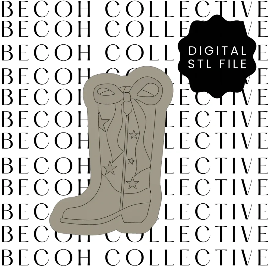 Howdy Cowgirl Boot with Bow Cookie Stamp & Cutter