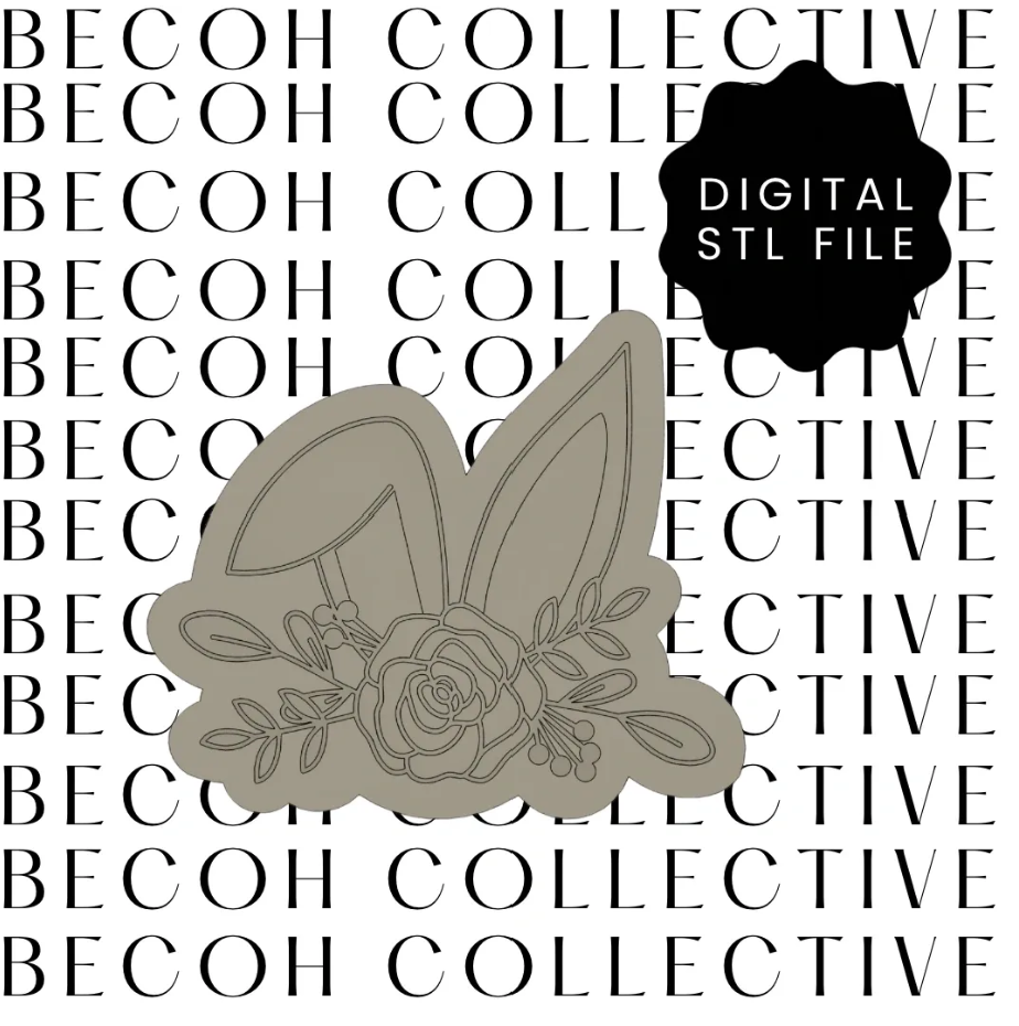 Floral Bunny Ears Cookie Stamp & Cutter