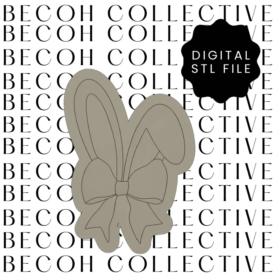 Bunny Ears with Bow Cookie Stamp & Cutter