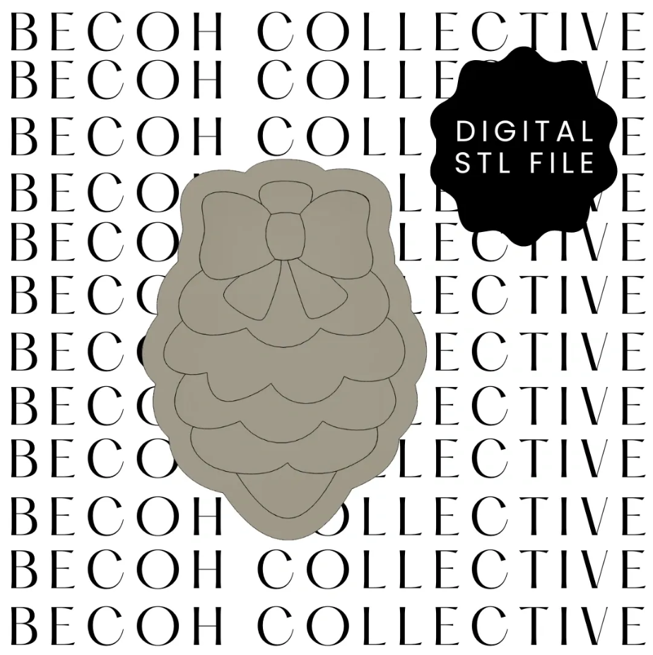 Pine Cone with Bow Cookie Stamp & Cutter