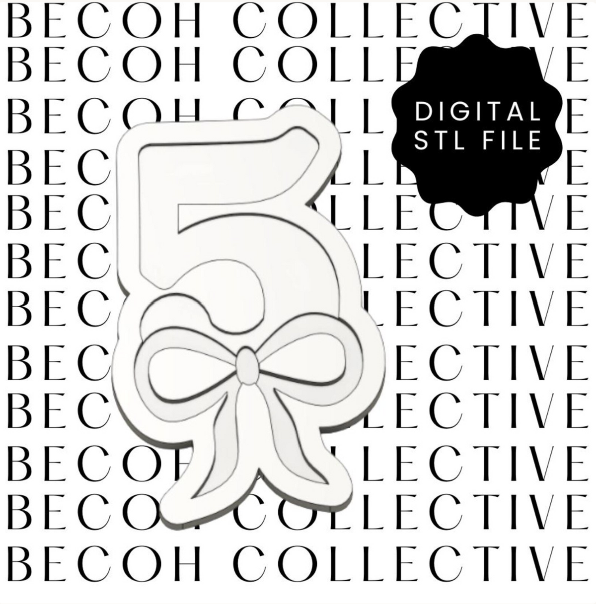 5 with Bow Cookie Stamp & Cutter
