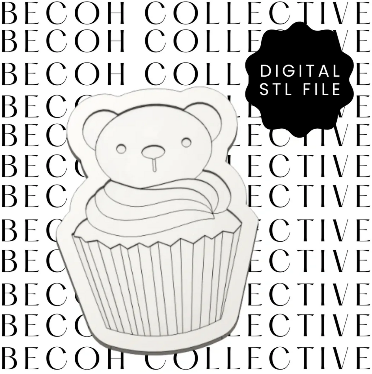 Teddy Bear Cupcake Cookie Stamp & Cutter