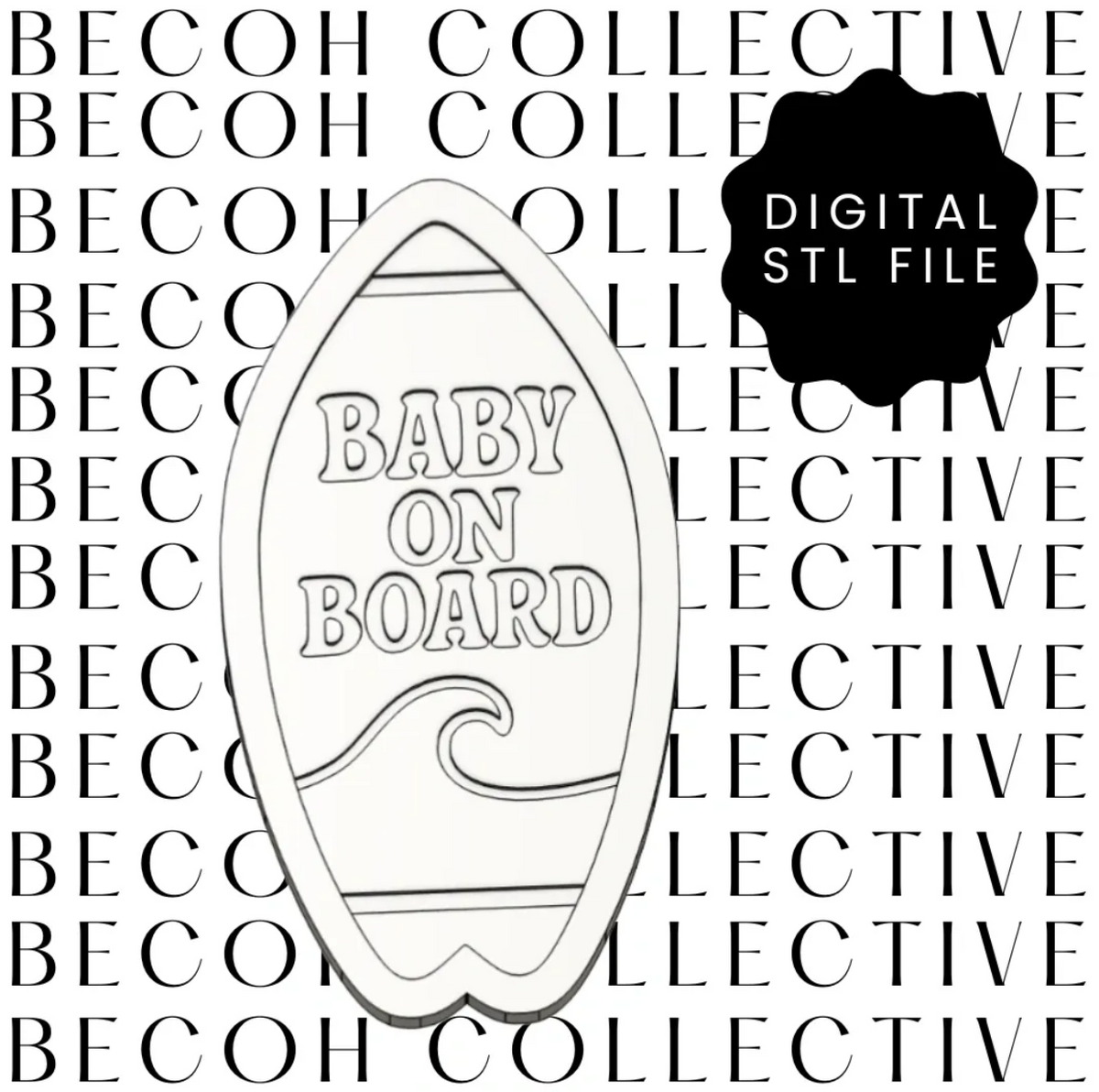 Baby on Board Surfboard Cookie Stamp & Cutter