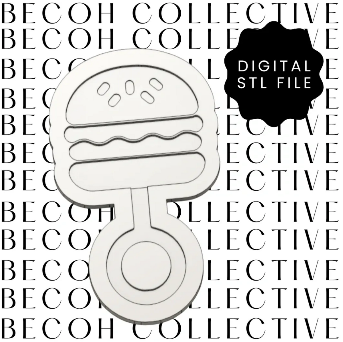 Cheeseburger Rattle Cookie Stamp & Cutter
