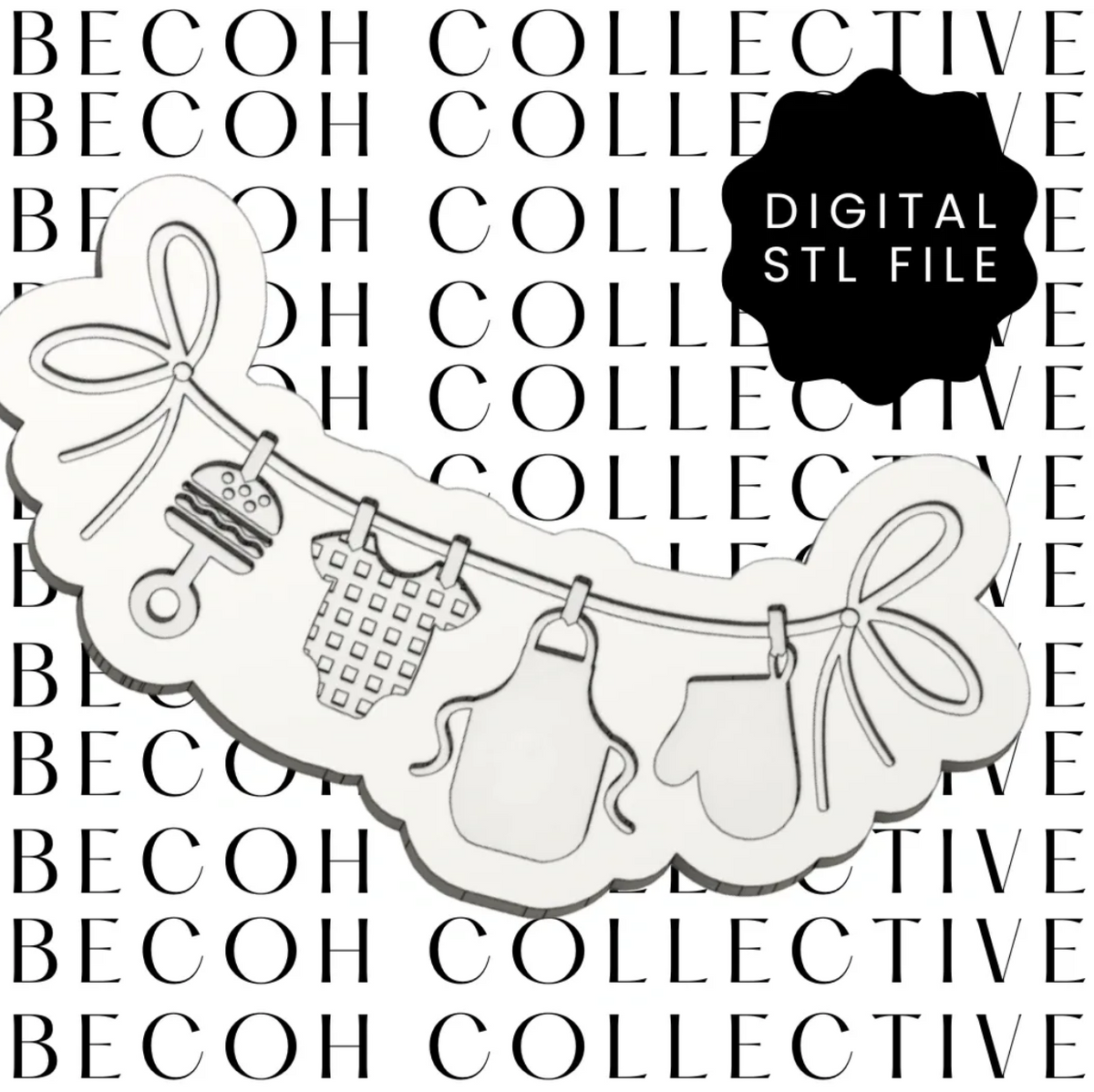 Baby Q Clothesline Cookie Stamp & Cutter