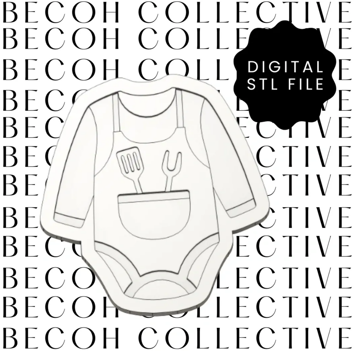 Baby Q Onesie Apron Cookie Stamp & Cutter