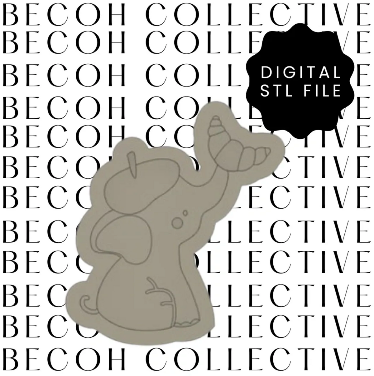 Elephant with Croissant Cookie Stamp & Cutter