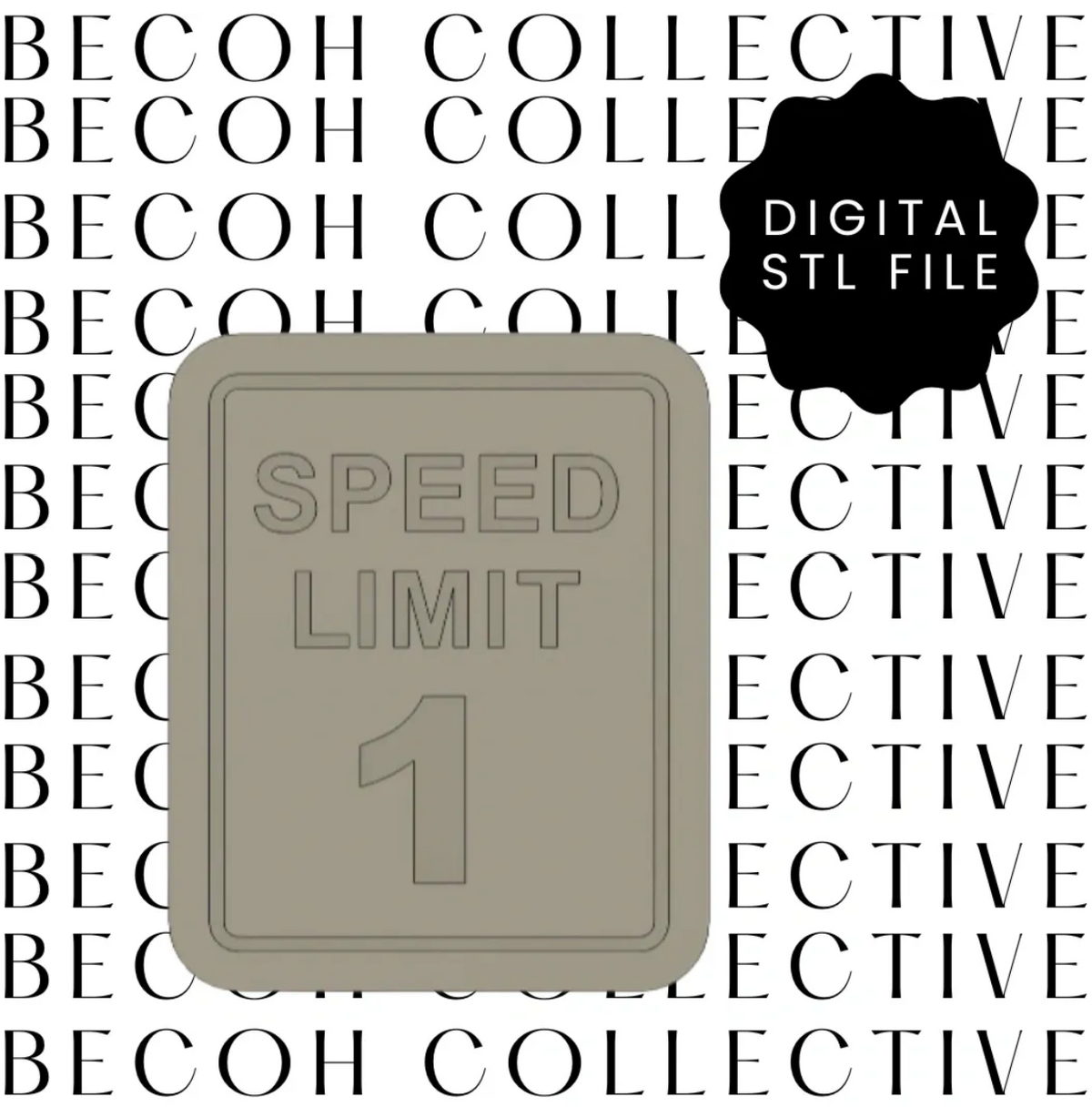 Speed Limit 1 Sign Cookie Stamp & Cutter