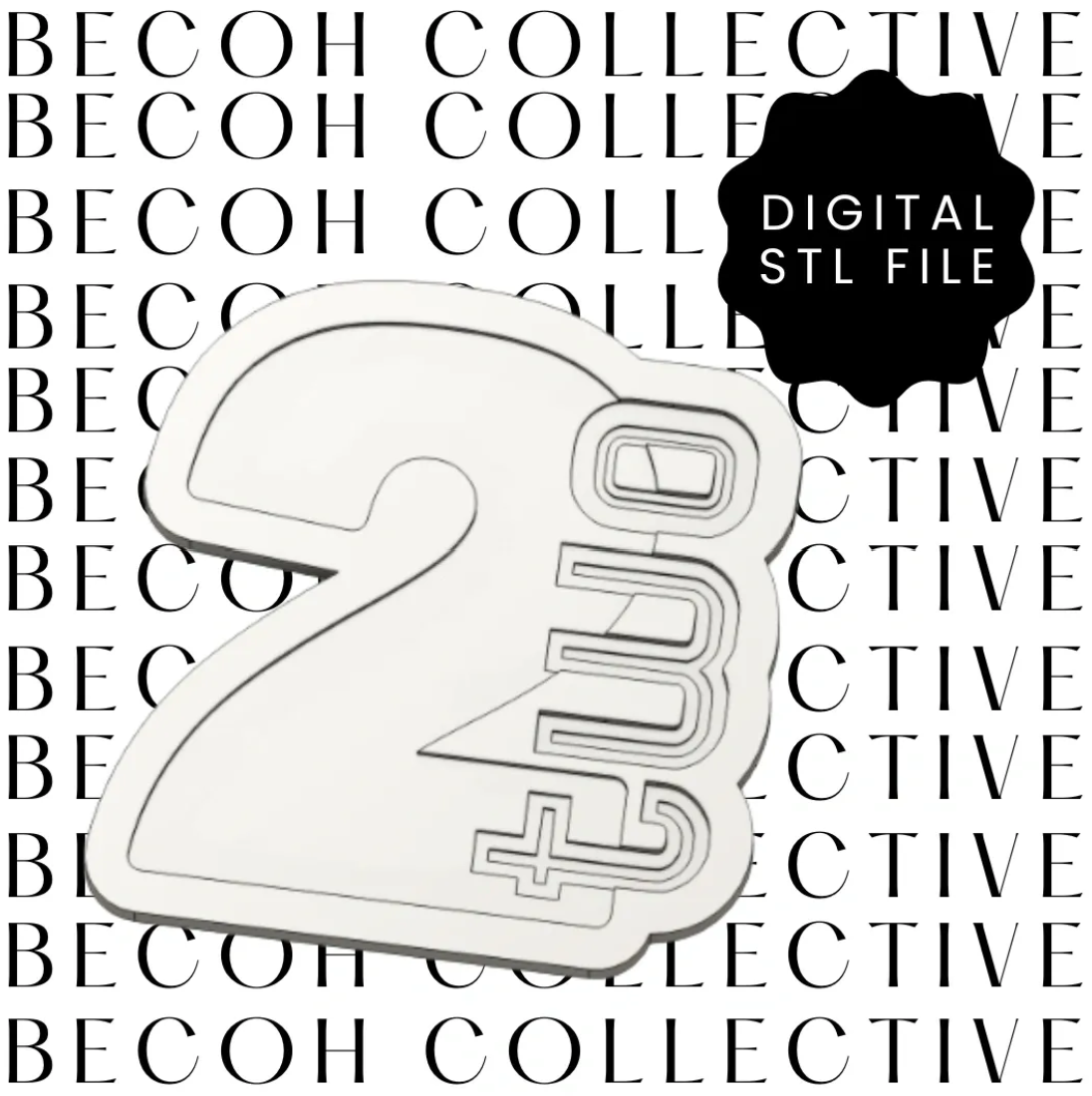 Number 2 with Word 2 Cookie Stamp & Cutter