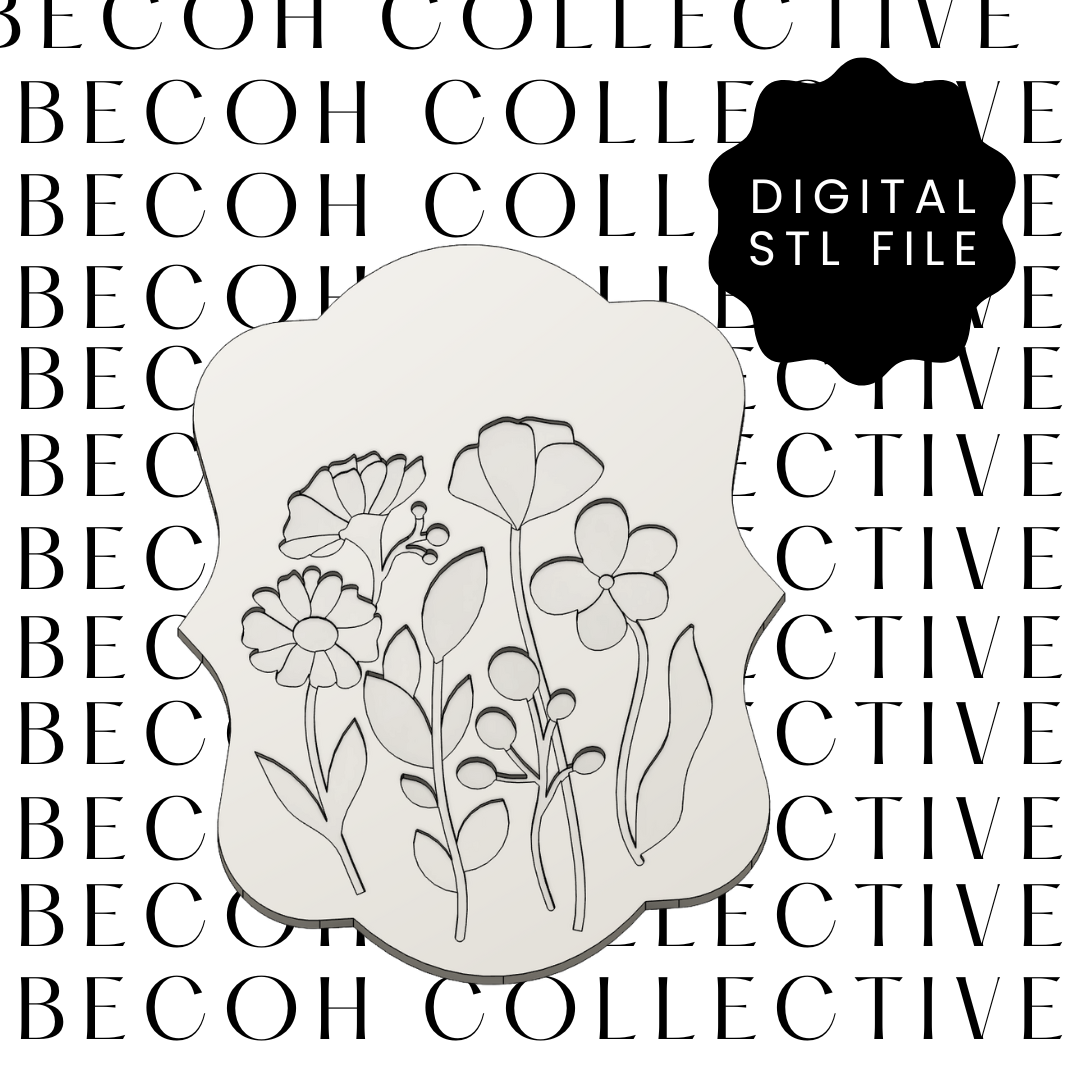 Wildflower Plaque Cookie Stamp & Cutter