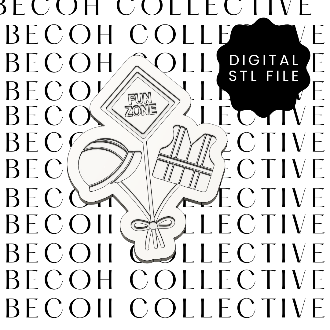 Construction Balloons Cookie Stamp & Cutter