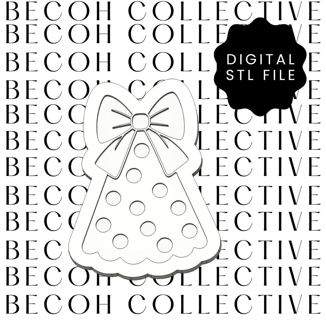 Party Hat with Bow inc Polka Dots Cookie Stamp & Cutter
