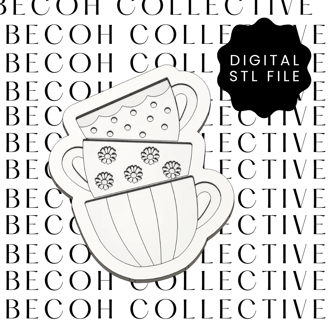 Teacup Stack Cookie Stamp & Cutter