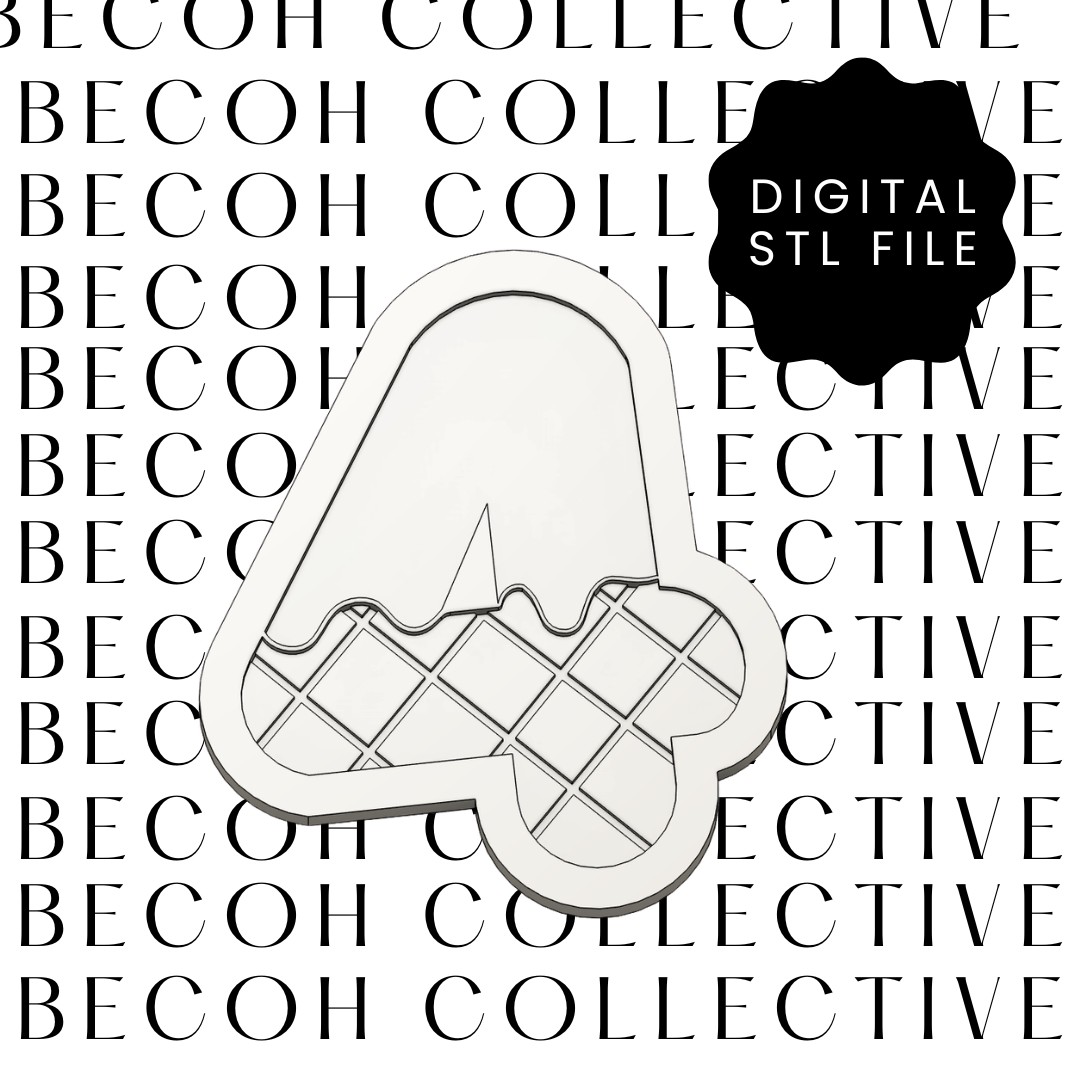 Number 4 Waffle Drip Cookie Stamp & Cutter