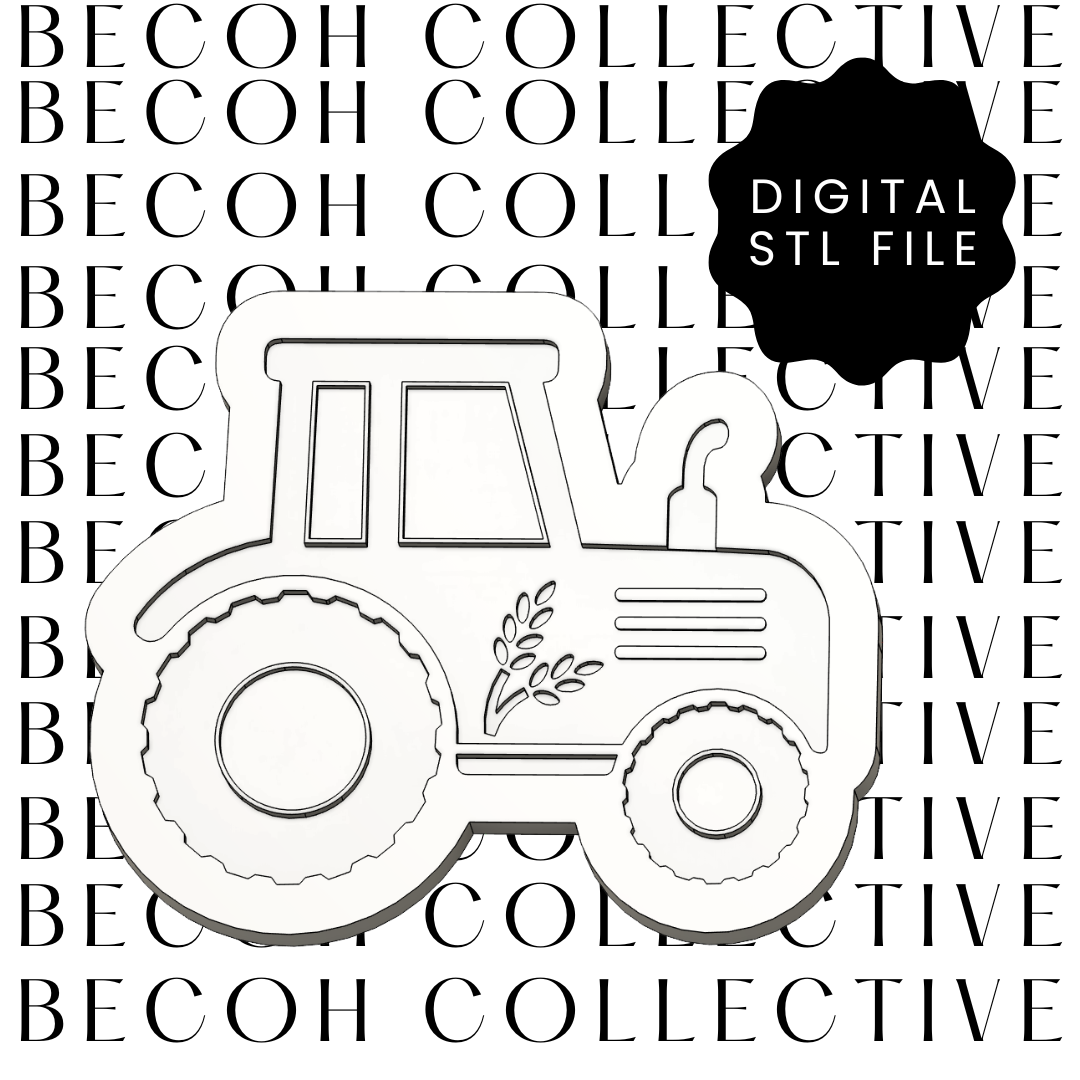 Farm Tractor with Wheat Cookie Stamp and Cutter