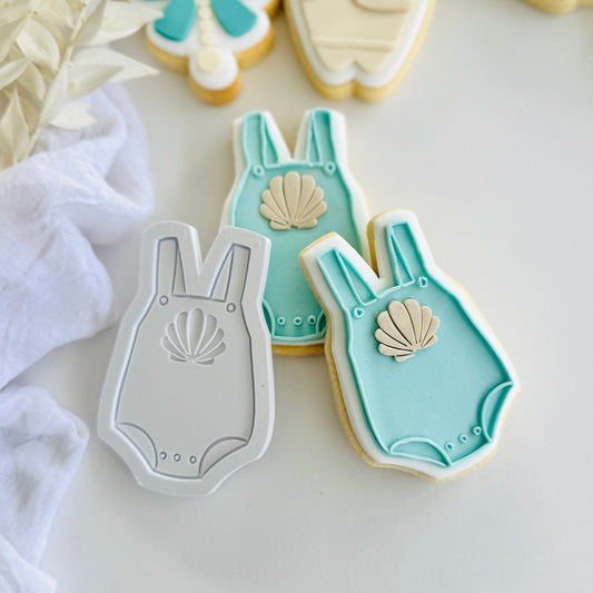 Baby Romper with Seashell Cookie Stamp & Cutter