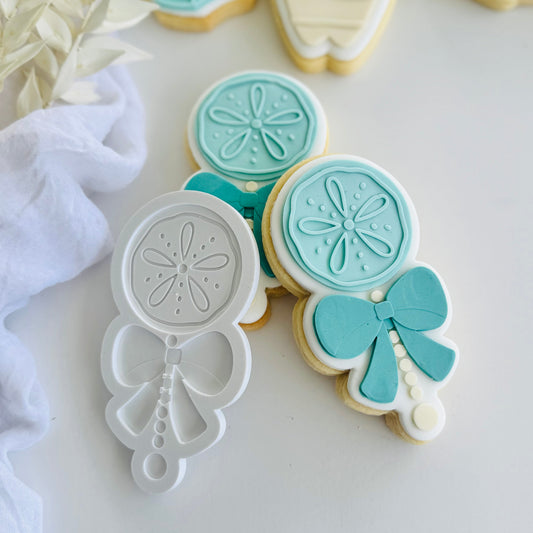 Sand Dollar Baby Ratlle Cookie Stamp & Cutter