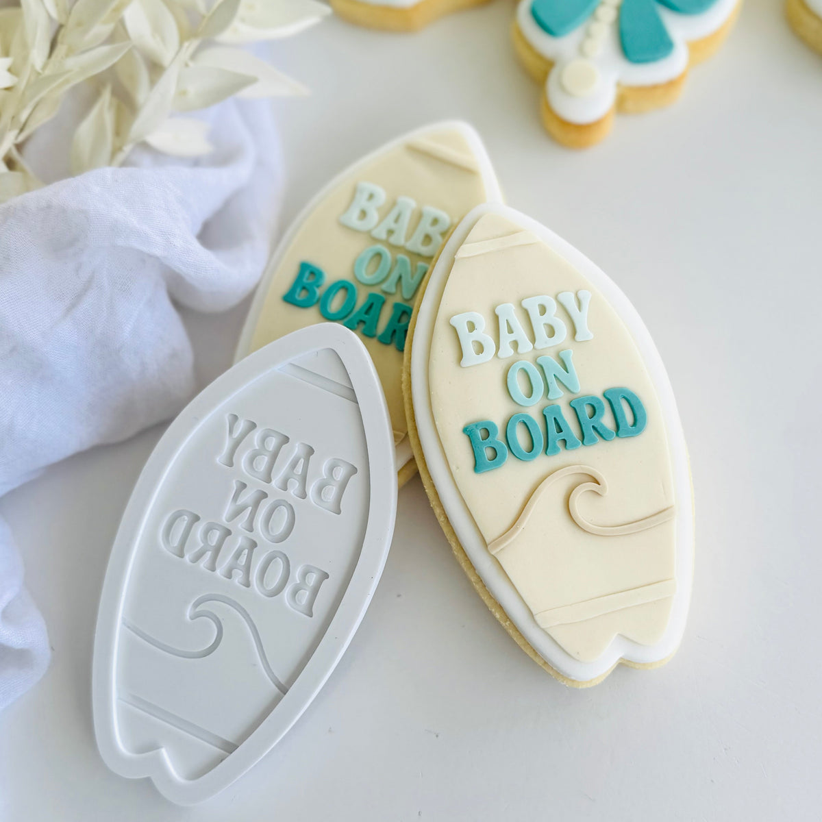 Baby on Board Surfboard Cookie Stamp & Cutter