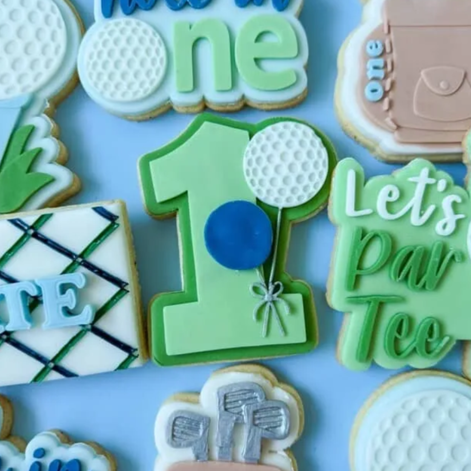 Number 1 with Golf Ball Balloon Cookie Stamp & Cutter