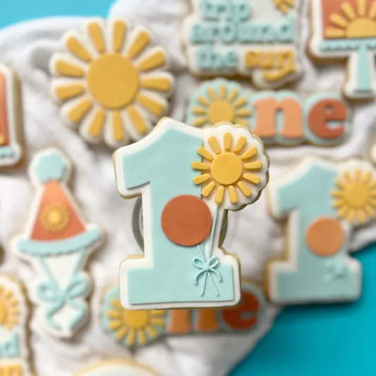 Number 1 with Sun Balloon Cookie Stamp & Cutter