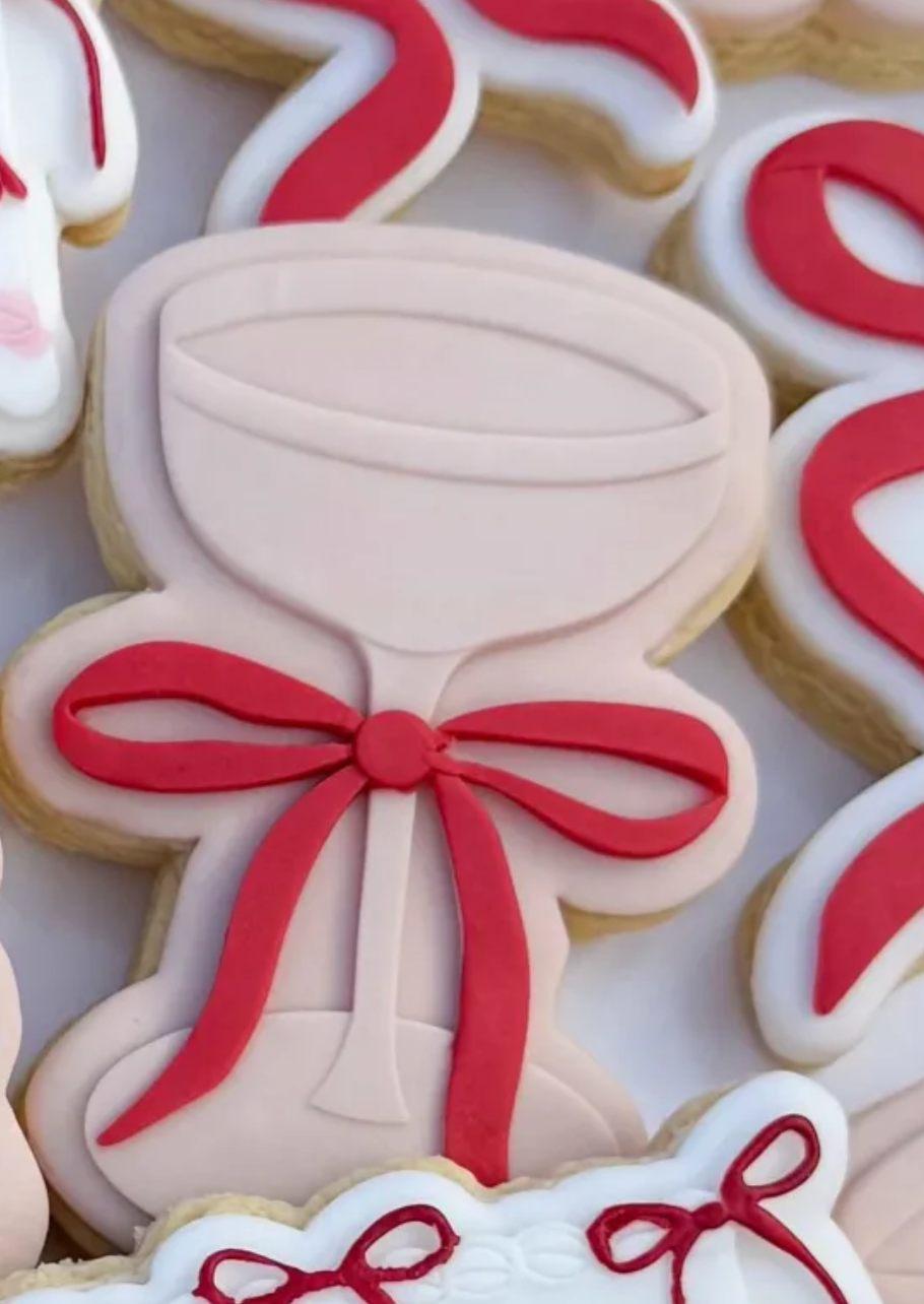 Cocktail Glass with Bow Cookie Stamp & Cutter