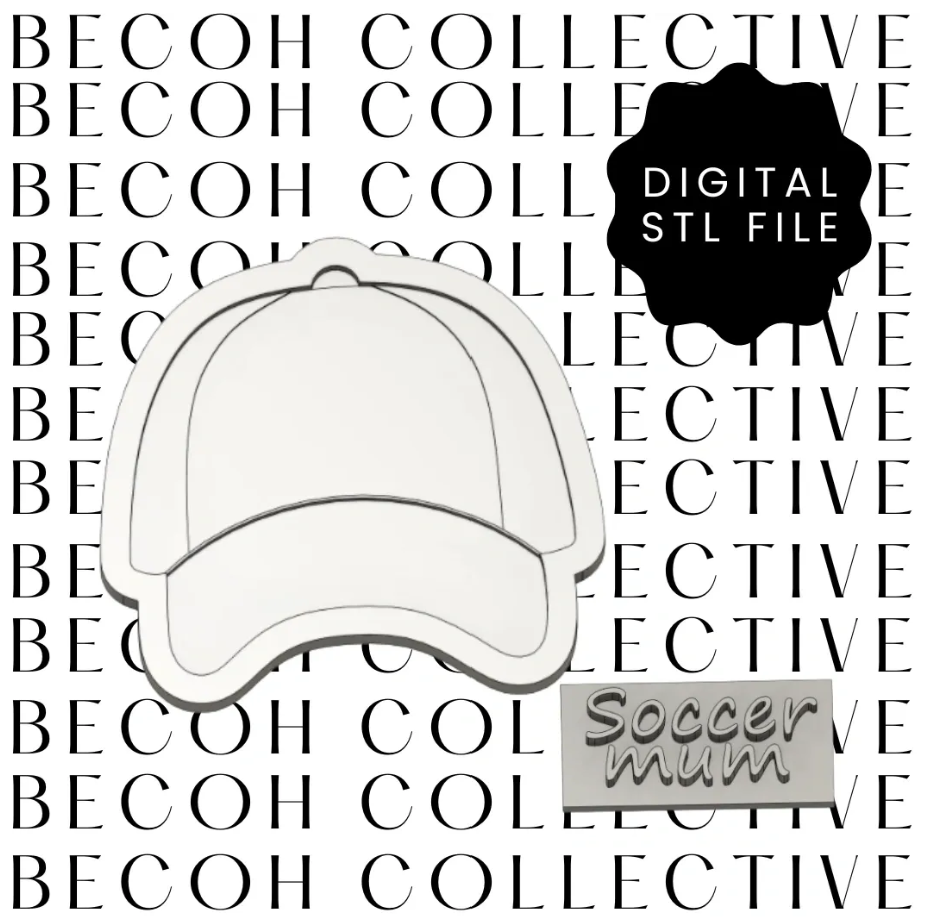 Cap Cookie Stamp & Cutter with Soccer Mum Font