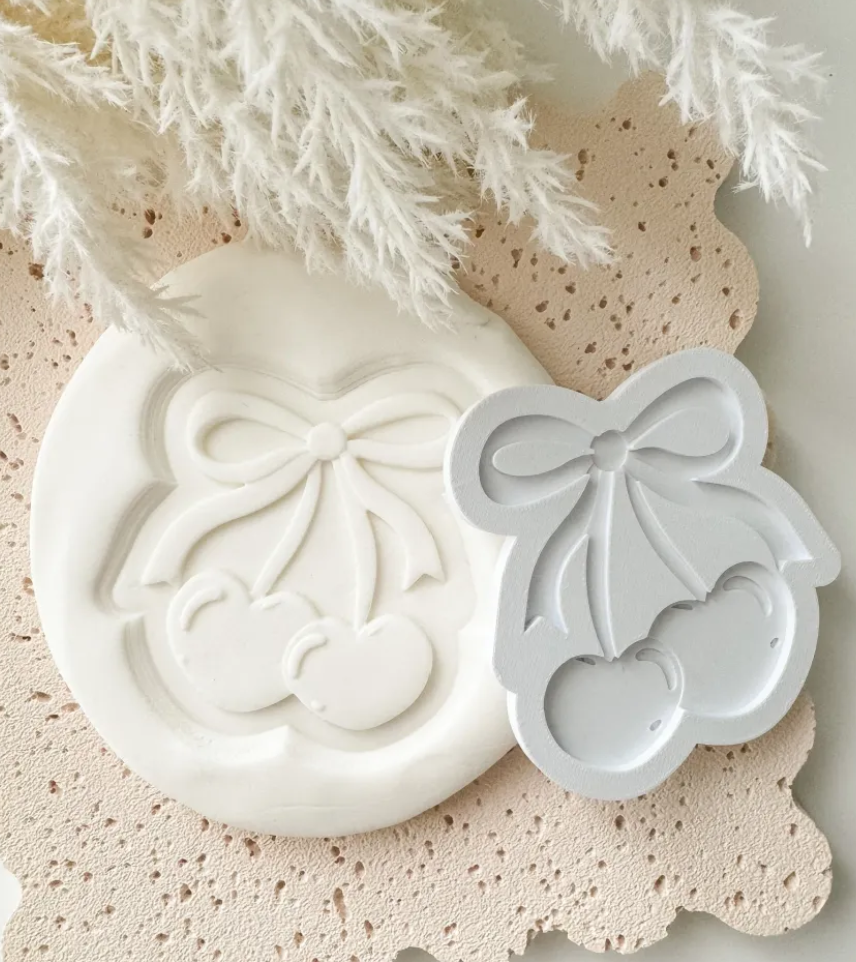 Cherry Hearts with Bow Cookie Stamp & Cutter