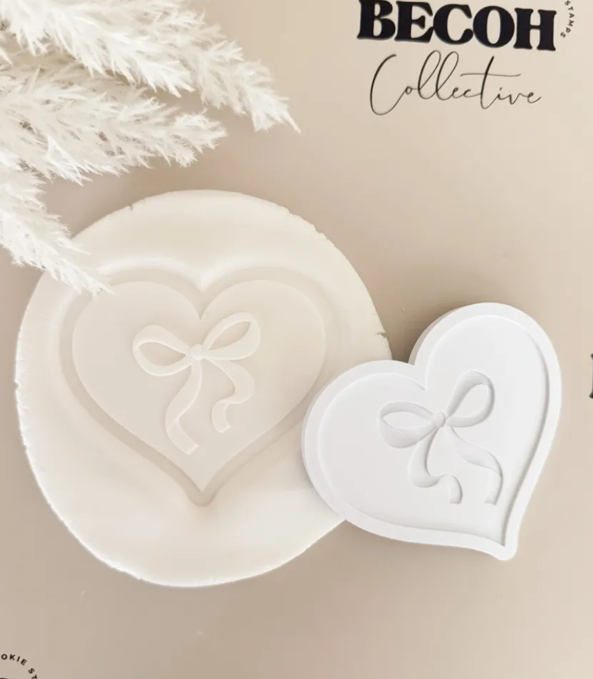 Heart with Bow Cookie Stamp & Cutter