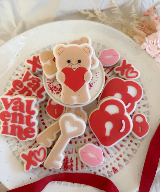 Teddy Bear holding Heart Cookie Stamp and Cutter