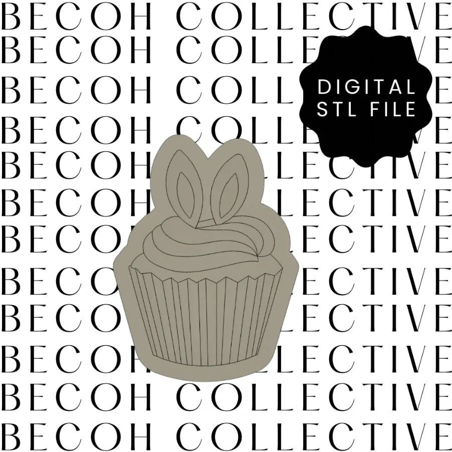 Bunny Ear Cupcake Cookie Stamp & Cutter
