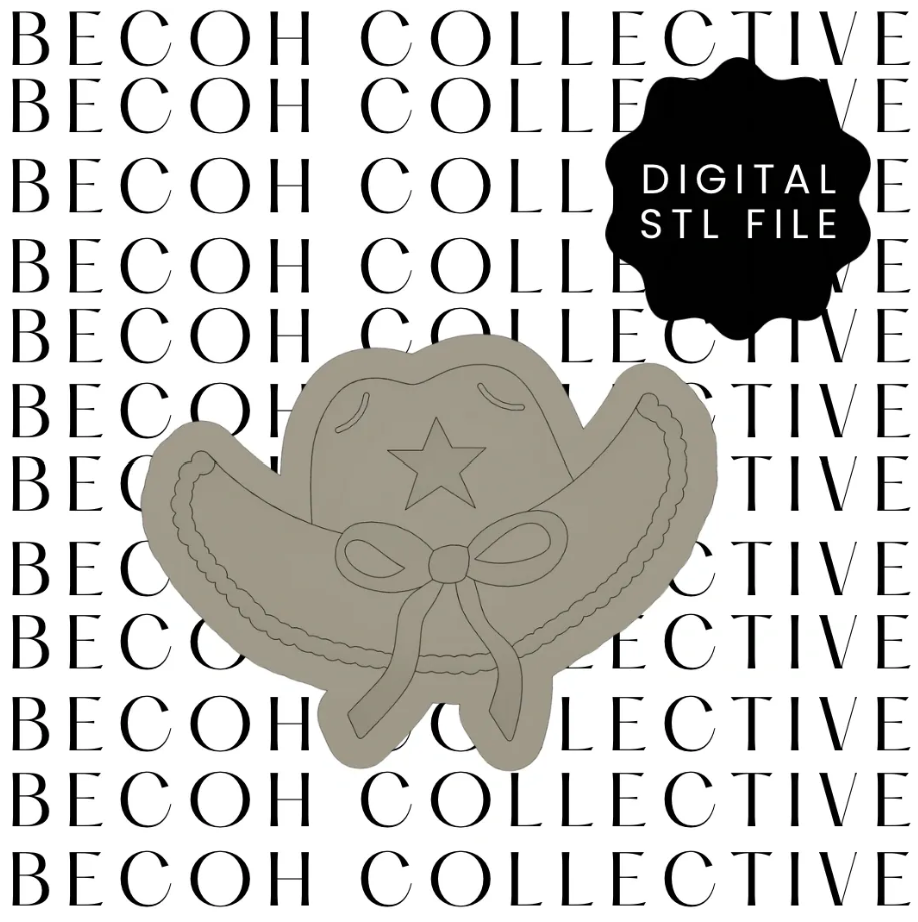 Howdy Cowgirl Hat with Bow Cookie Stamp & Cutter