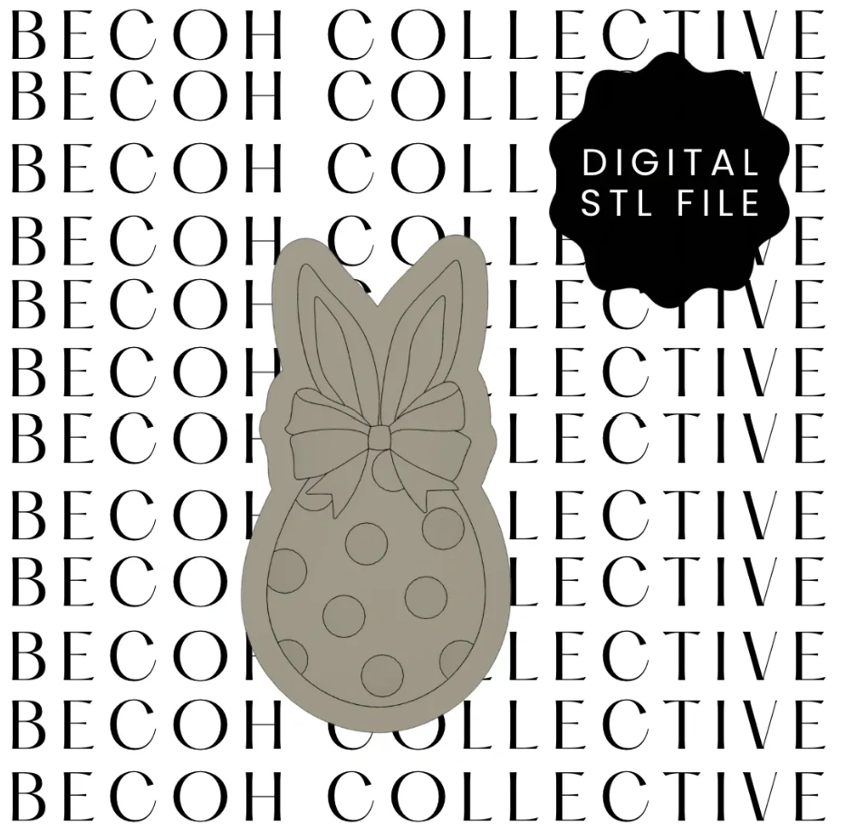 Bunny Ear Easter Egg with Bow Cookie Stamp & Cutter