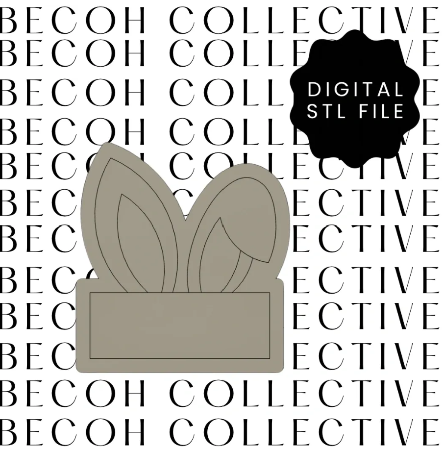 Bunny Ear Name Plaque Cookie Stamp & Cutter