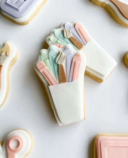Pencils and Brush Cup Cookie Stamp & Cutter