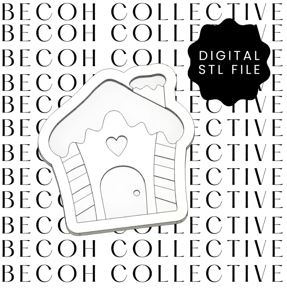 Simple Gingerbread House Cookie Stamp & Cutter