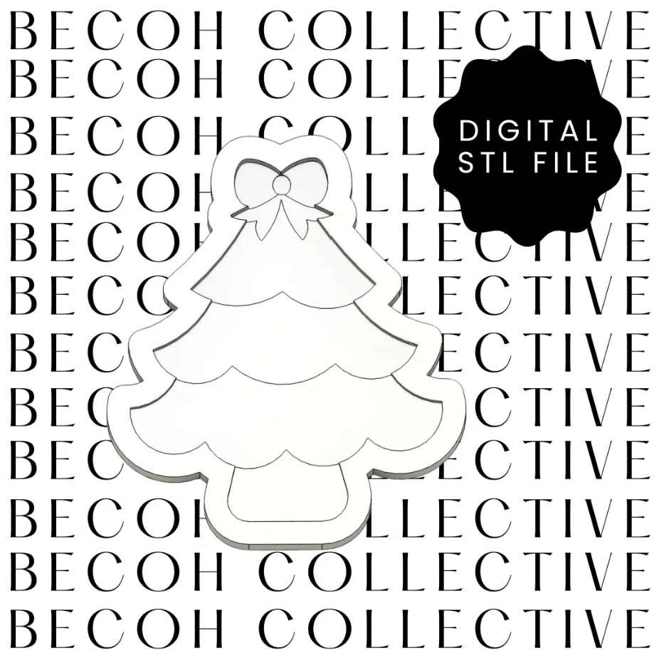 Christmas Tree with Bow Cookie Stamp & Cutter