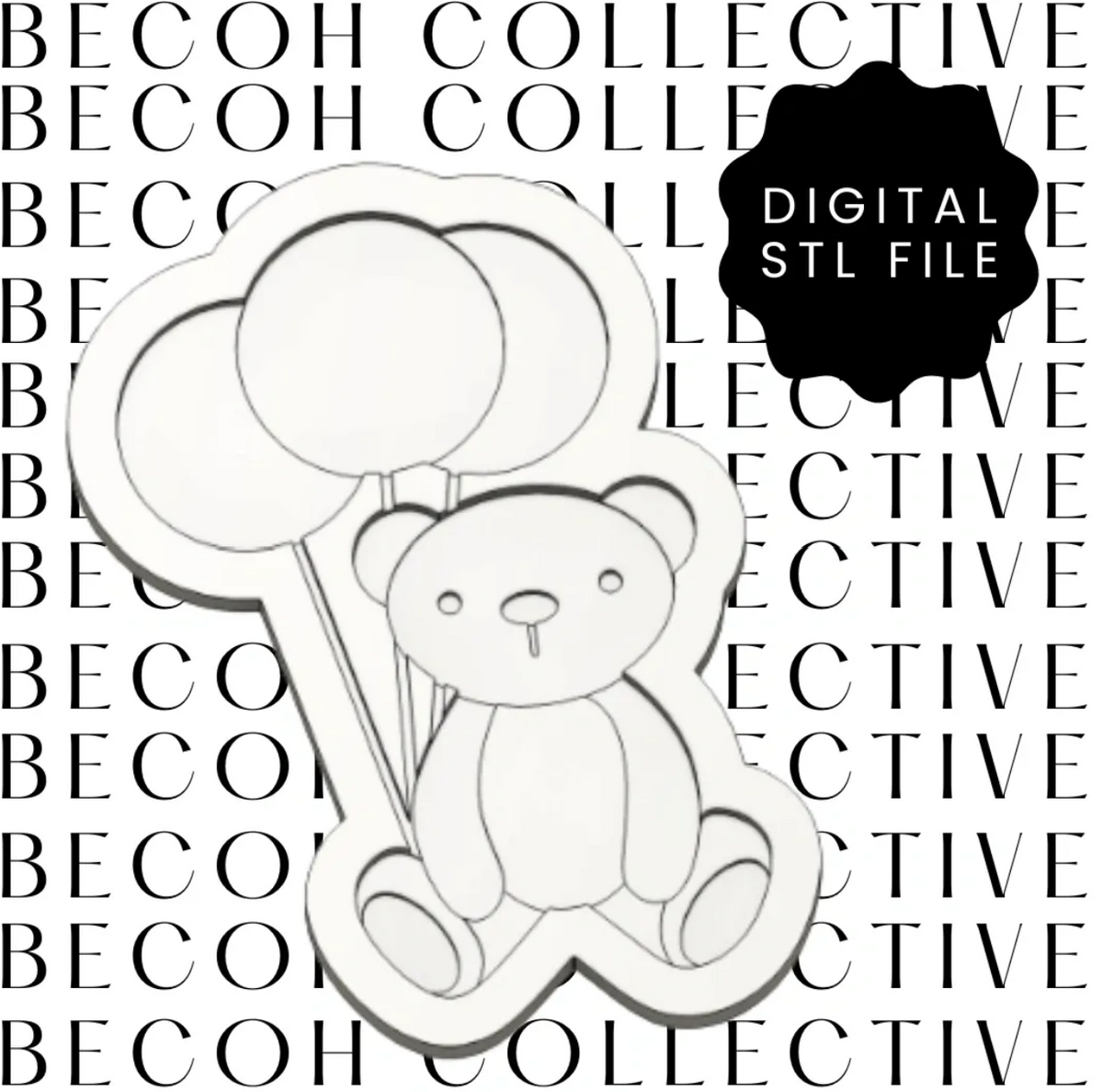 Teddy Bear sitting with Balloons Cookie Stamp & Cutter