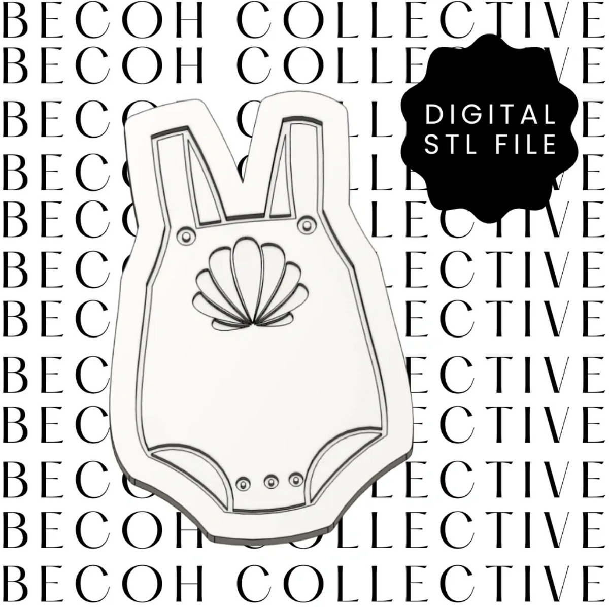 Baby Romper with Seashell Cookie Stamp & Cutter