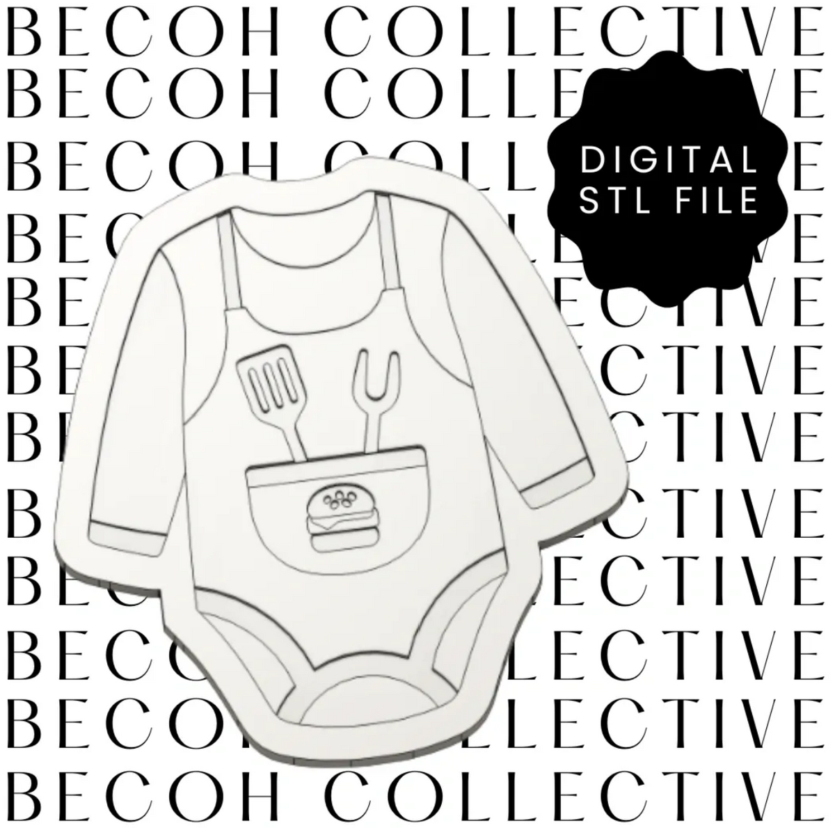 Baby Q Onesie Apron with Burger Cookie Stamp & Cutter