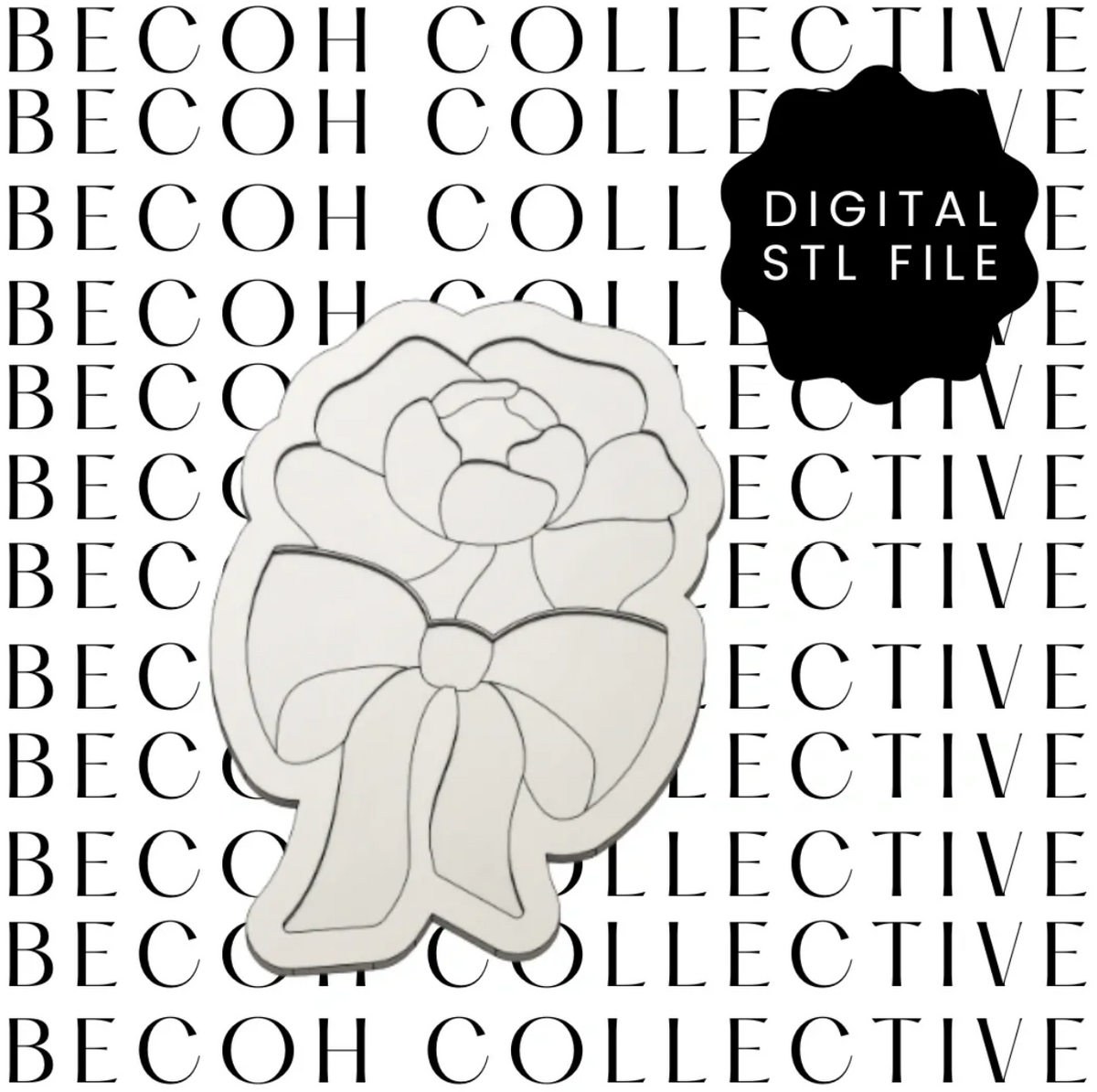 Flower with Bow Cookie Stamp & Cutter