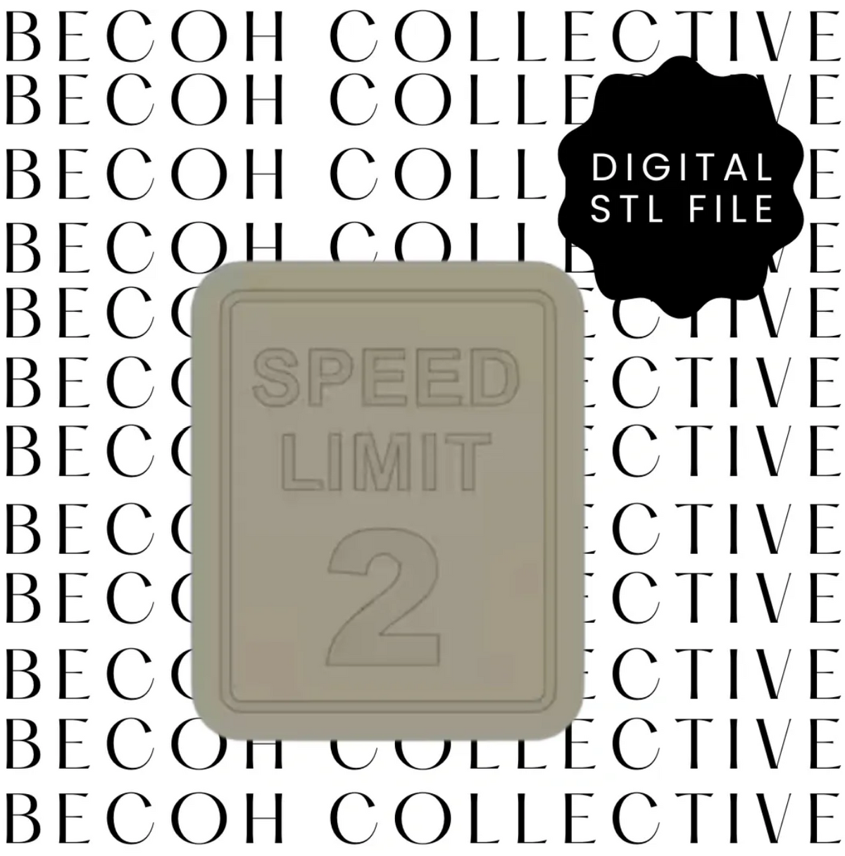 Speed Limit 2 Sign Cookie Stamp & Cutter