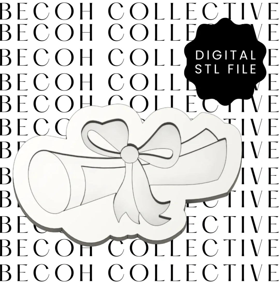 Graduation Scroll with Bow Cookie Stamp & Cutter