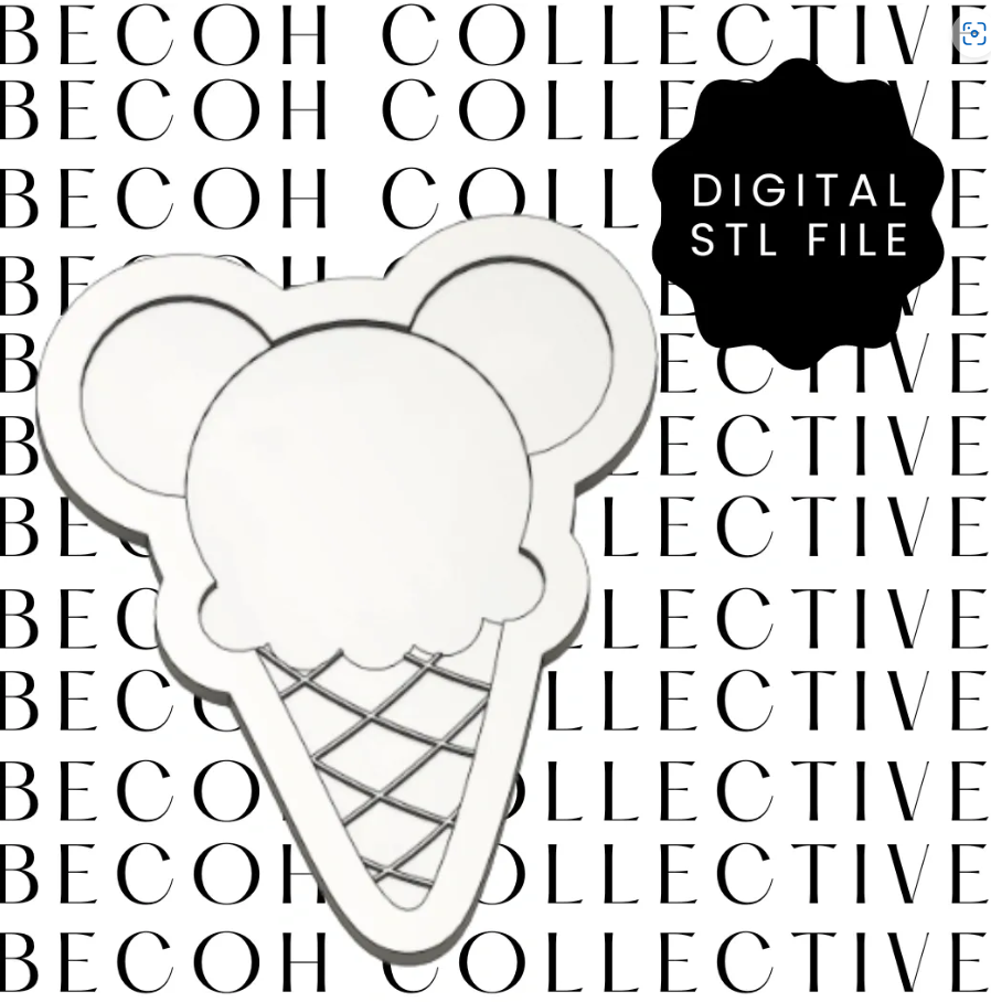 Ice Cream with Ears Cookie Stamp & Cutter