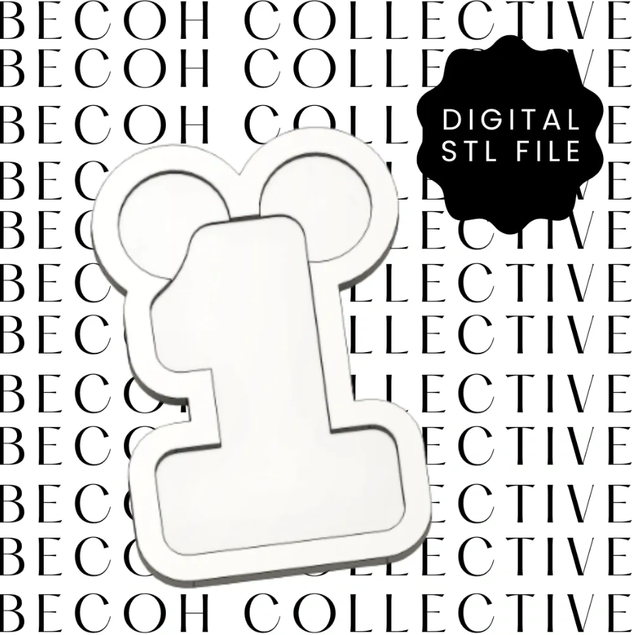 Number 1 with Mouse Ears Cookie Stamp & Cutter
