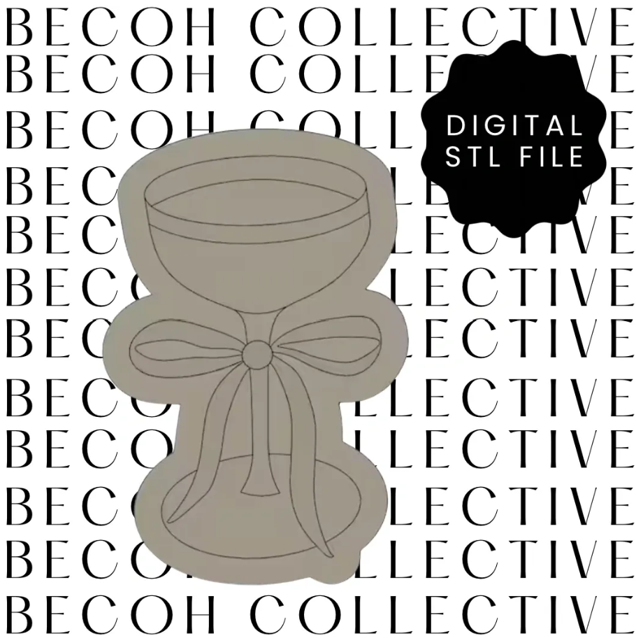 Cocktail Glass with Bow Cookie Stamp & Cutter