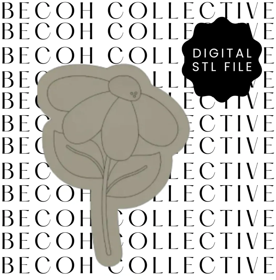 Half Daisy Flower Cookie Stamp & Cutter