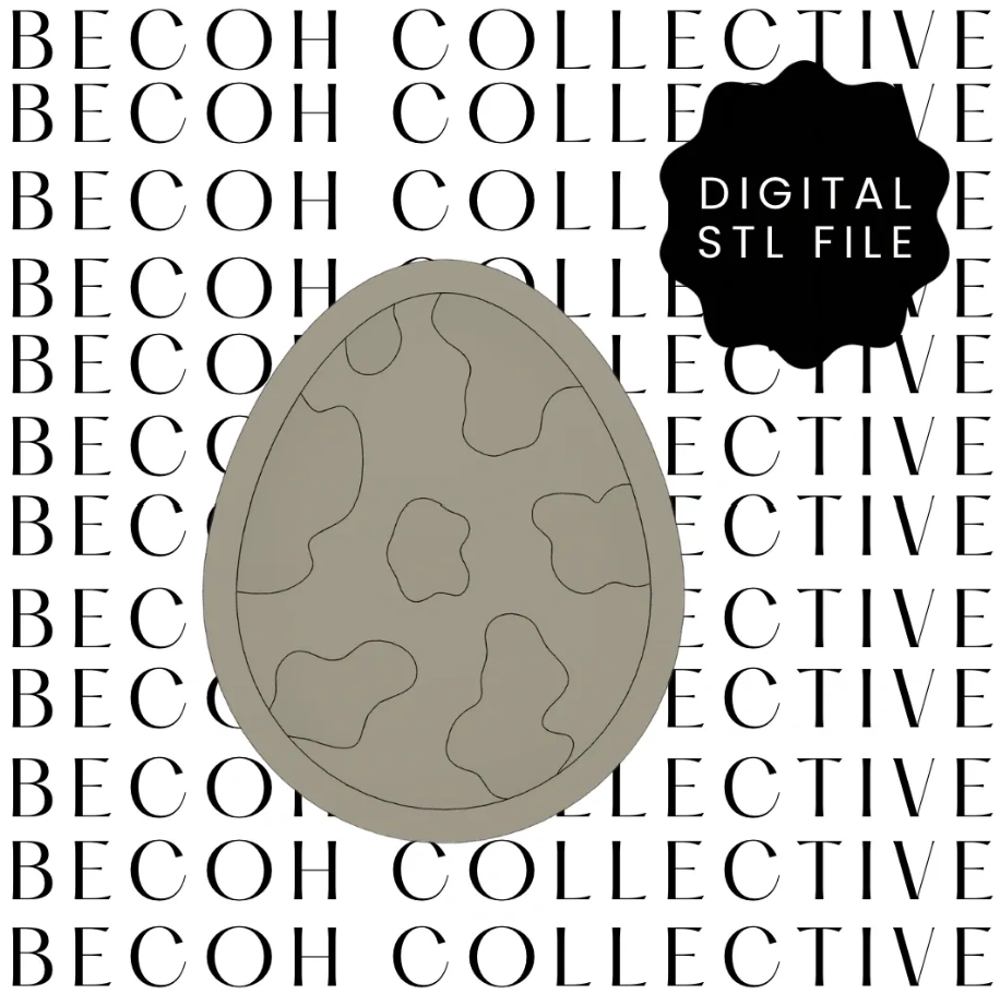 Easter Egg with Cow Print Cookie Stamp & Cutter