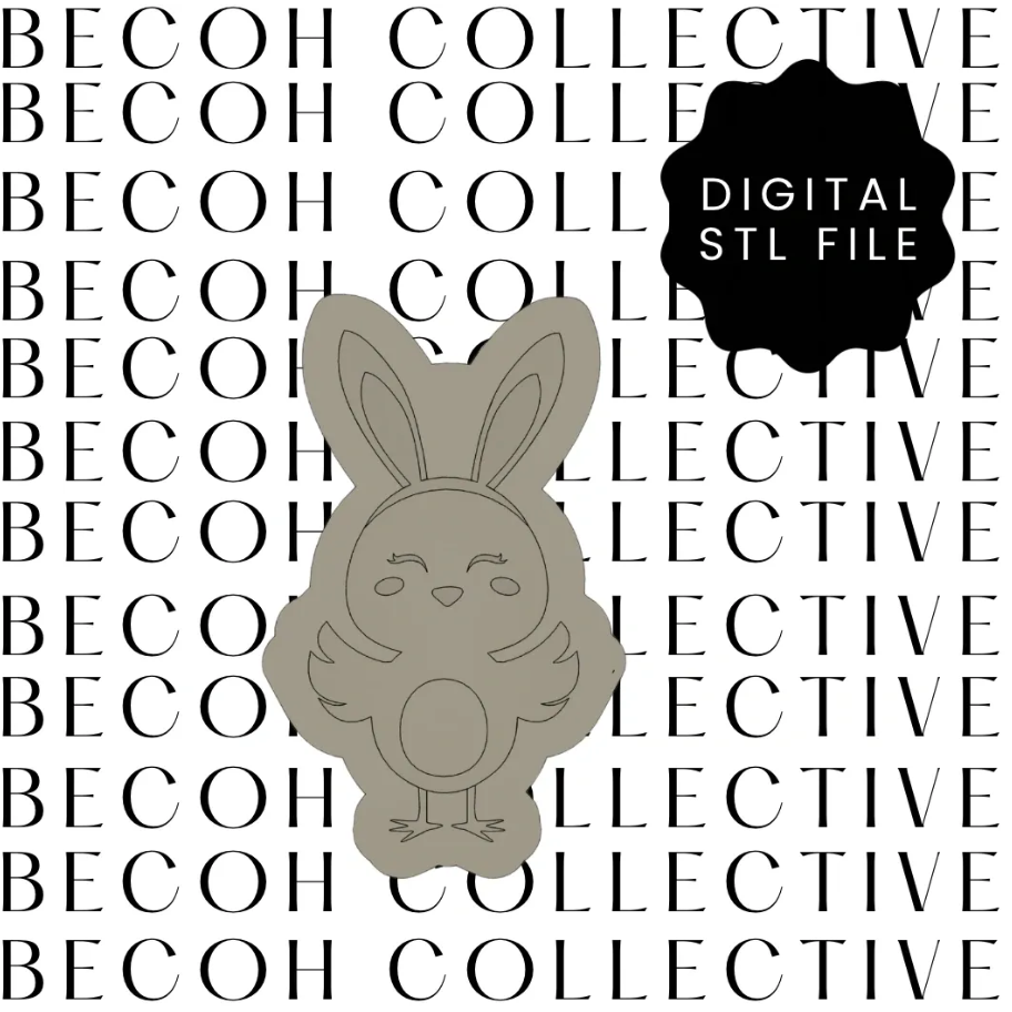 Chick with Bunny Ears Cookie Stamp & Cutter